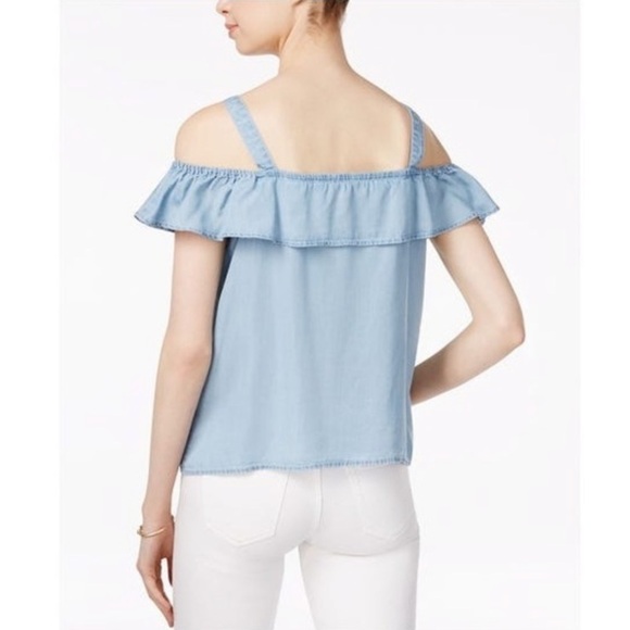 NWT Maison Jules cold shoulder chambray tank top - Picture 2 of 4